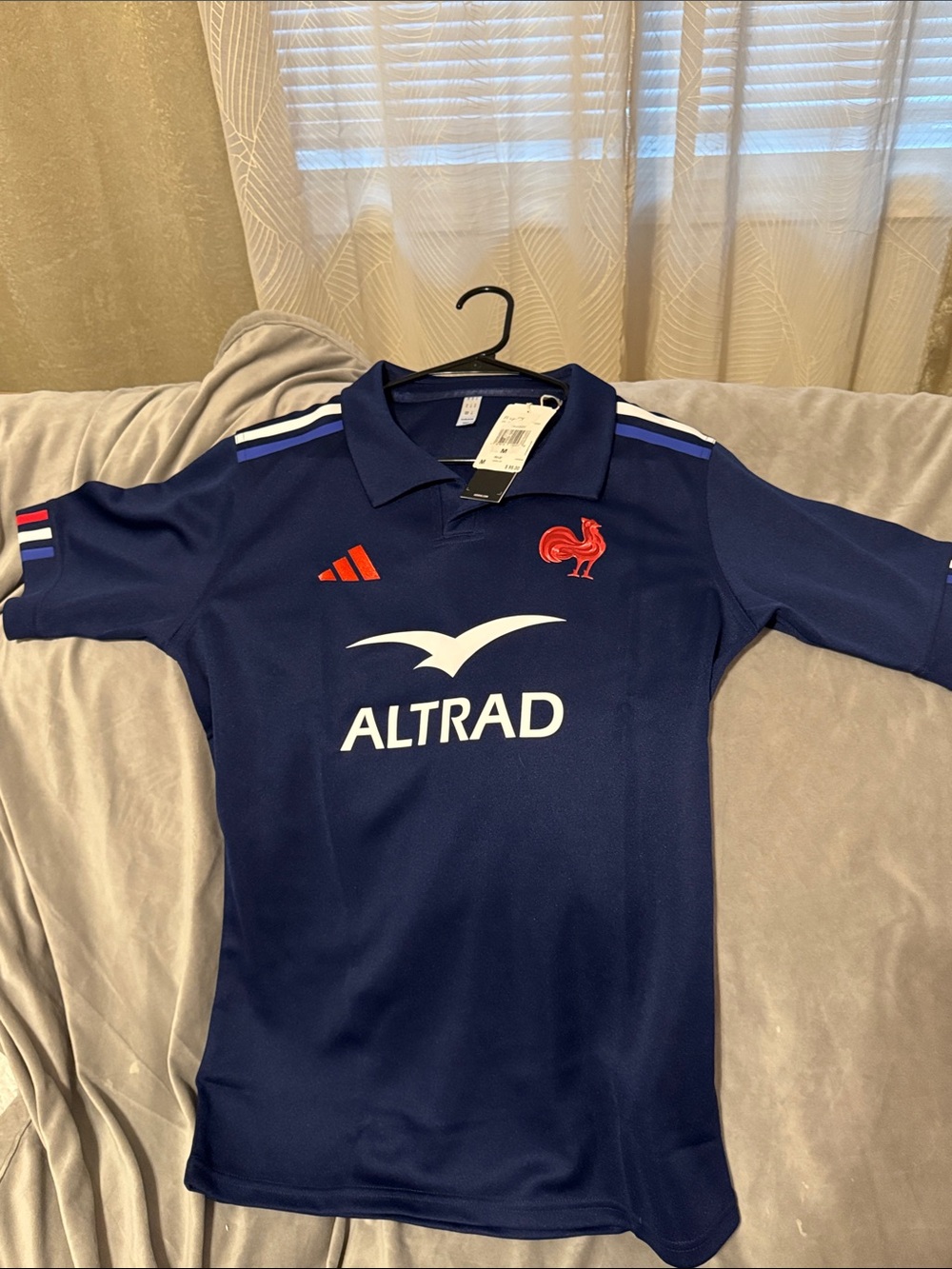 adidas Navy Blue Rugby Jersey with Red and White Accents